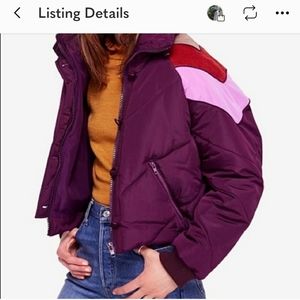 Free People Heidi chevron jacket ski puffer purple XS